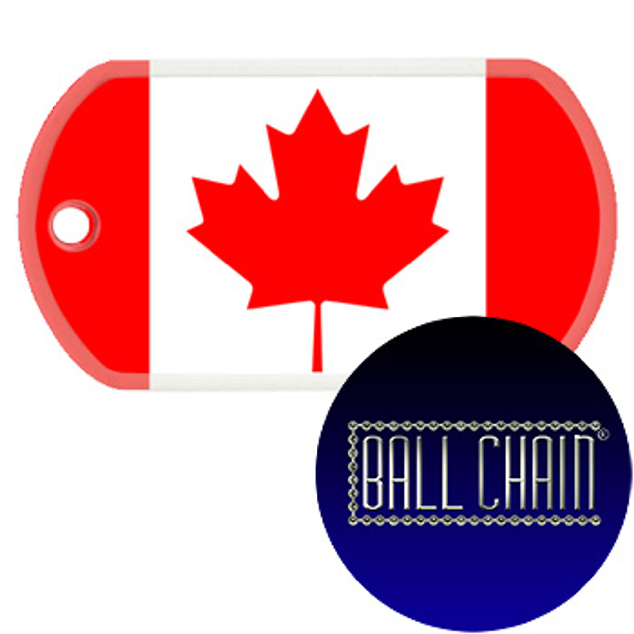 Canada Flag Color Printed Rolled Edge Stainless Steel Dog Tag