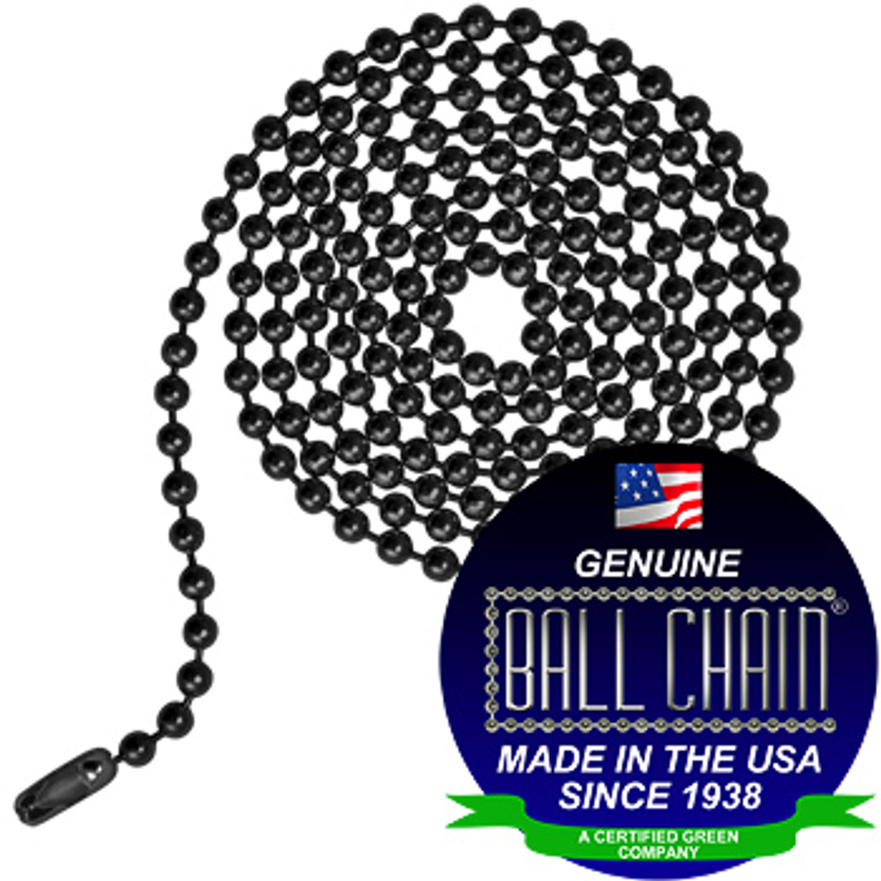 #6 Ball Chains Pre-Cut Three Foot Length Black Coated