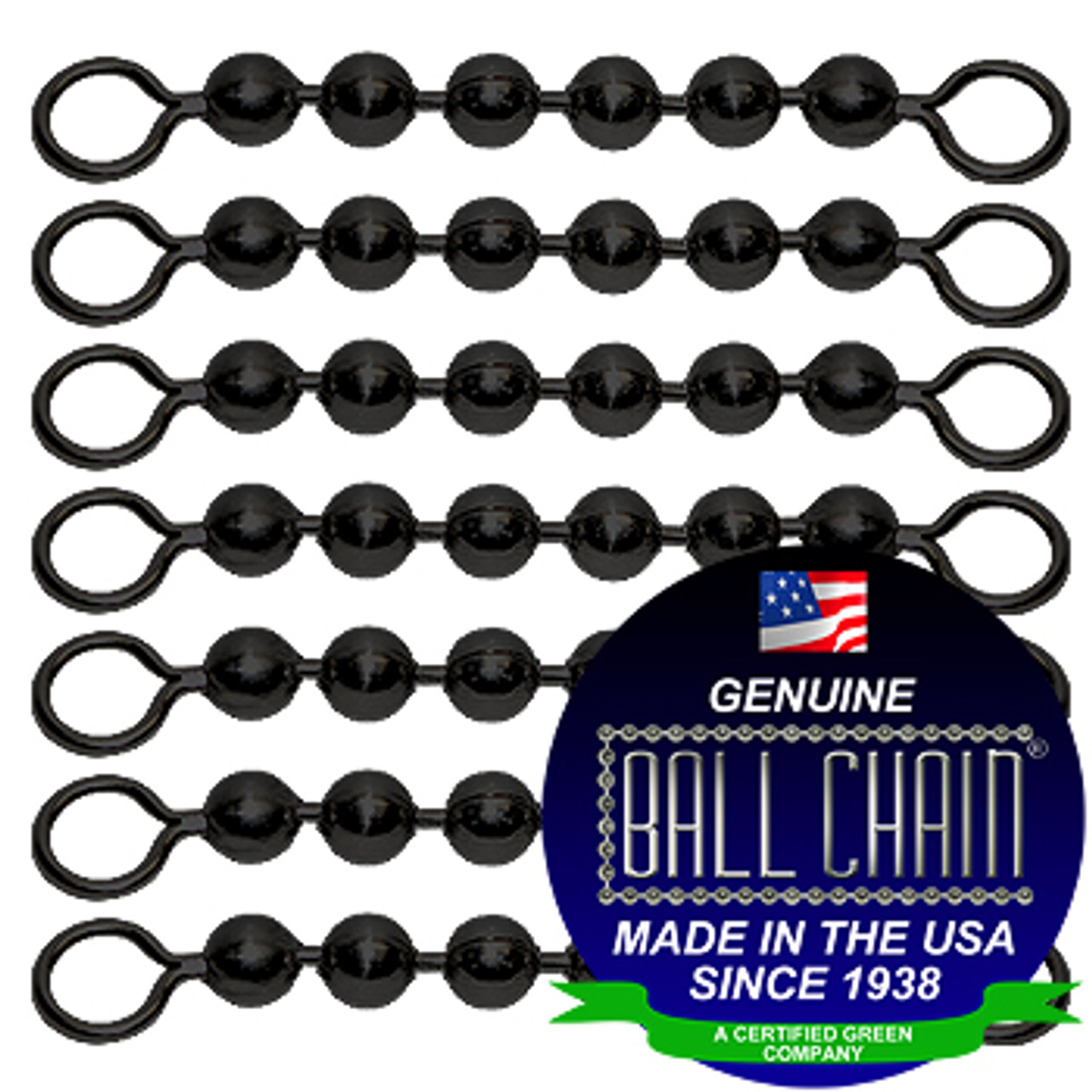 #6 Black Coated Ball Chain Fishing Swivels - 6 Ball Length