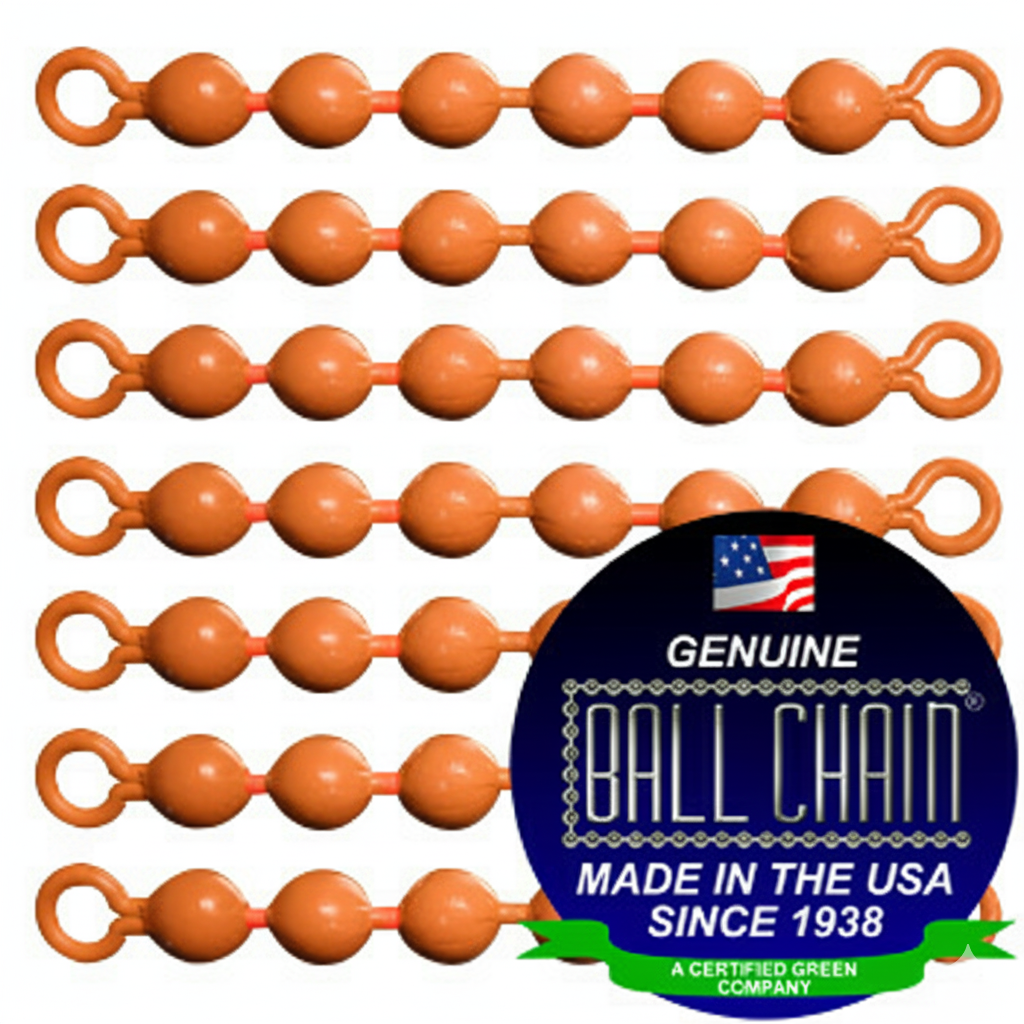 #10 Orange Coated Ball Chain Fishing Swivels - 6 Ball Length