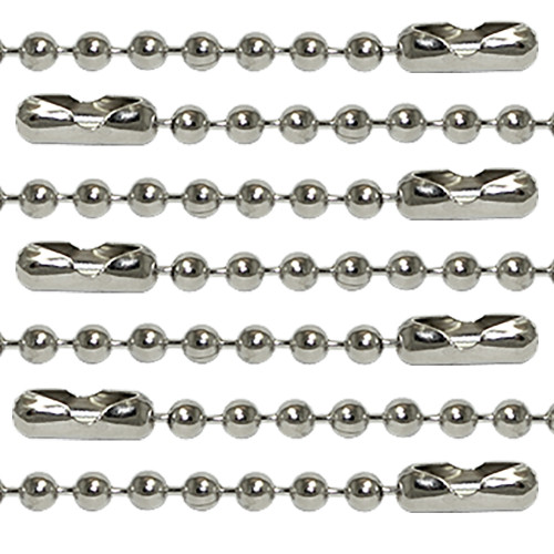 24-Inch Solid Black Epoxy Ball Chain Necklace – 2.4mm Beads, Stainless Steel, Unisex Style