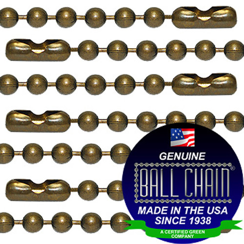 #3 Medieval Brass Finish Ball Chains with Connector - 27 Inch Length