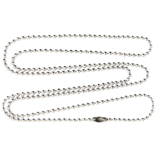 Stainless Steel Brushed and Polished Rounded Edge 2mm Dog Tag on a 24 inch  Ball Chain Necklace — The Gold Source Jewelry Store