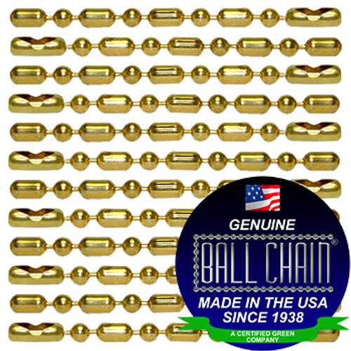 #3 Gilding Metal Ball-Bar Style Ball Chains with Connector - 36 Inch Length