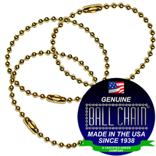 #3 Brass Plated Steel Ball Chain Key Chains - 4.5 Inch Length