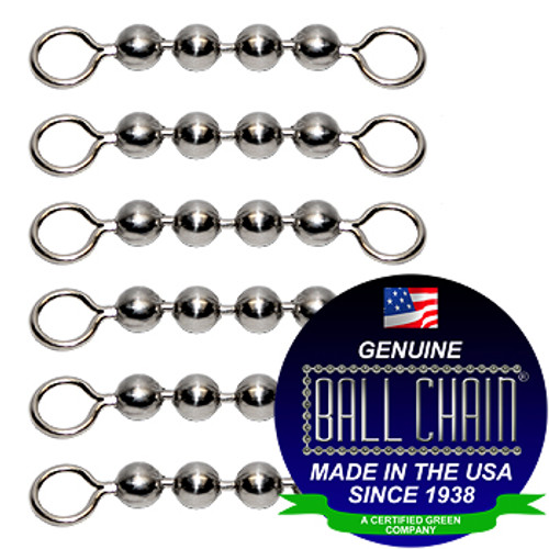 #10 Black Coated Ball Chain Fishing Swivels - 6 Ball Length
