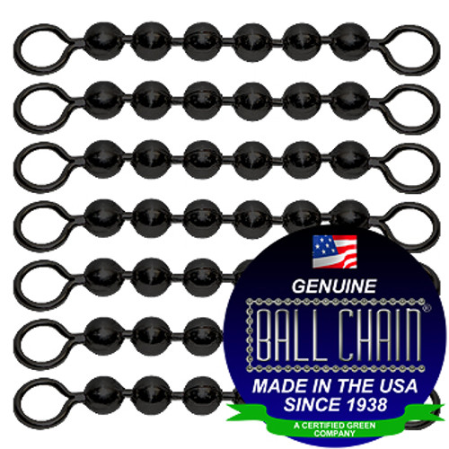 6 Black Coated Ball Chain Fishing Swivels - 6 Ball Length - Ball