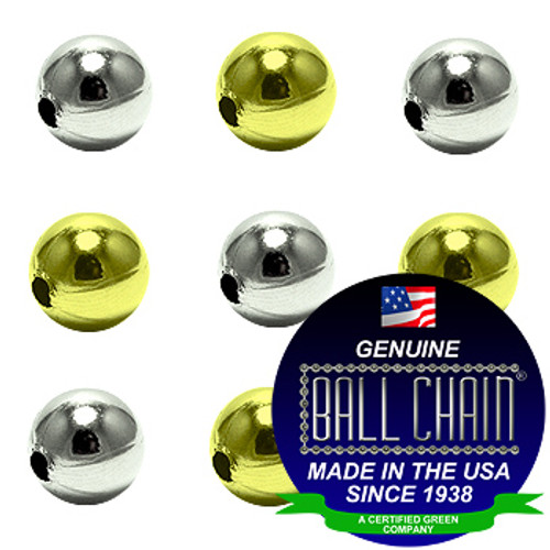 6.3mm Round Metal Beads - Nickel Plated Brass, Yellow Brass, or Gilding Metal