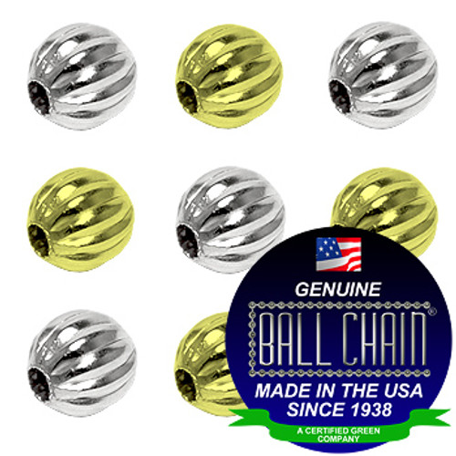 4.0mm Fluted Beads - Nickel Plated Brass, Yellow Brass, or Gilding Metal
