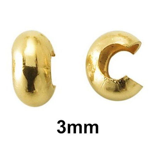 3mm open ball jewelry making crimp covers made of 12k gold filled.