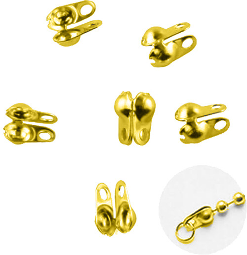  #1 Yellow Brass Clamshell End Caps (for 1.8mm ball chain)