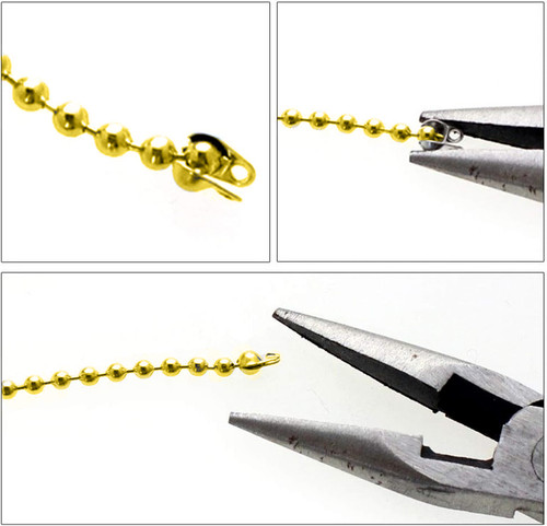 #3 Yellow Brass Clamshell End Caps (for 2.4mm ball chain)