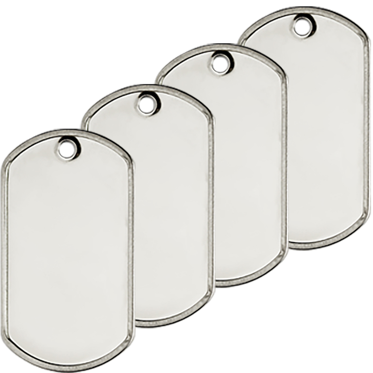 Tinawood 100pcs Blank Bulk Dog Tags for Stamping/Engraving Shiny Stainless Steel Military Rolled Edge Backing Dog Tags for Dogs Engraved