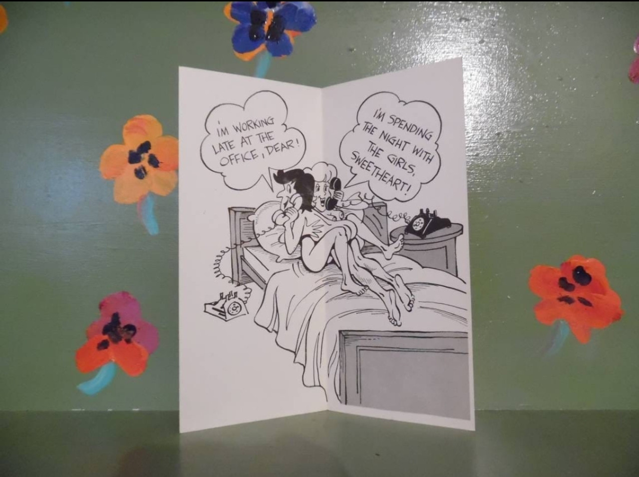 Vintage Anniversary Talk During Sex Greeting Card Mid Century Moderation