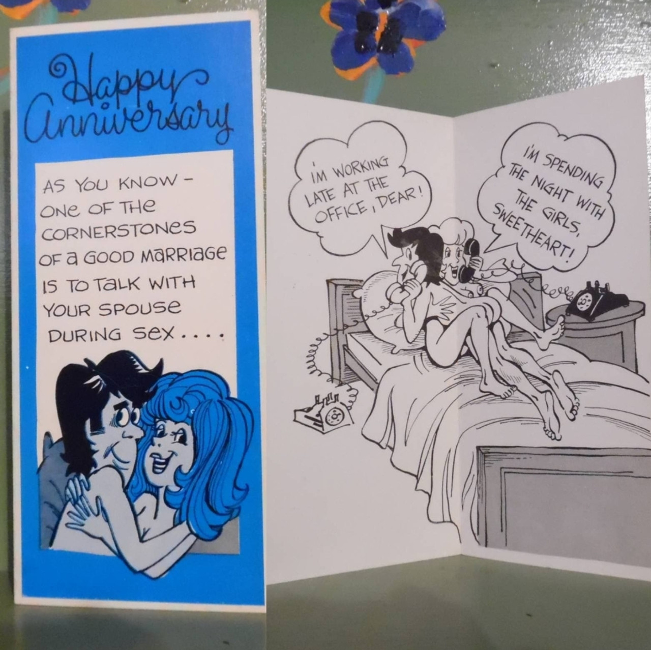 Vintage Anniversary Talk During Sex Greeting Card Mid Century Moderation