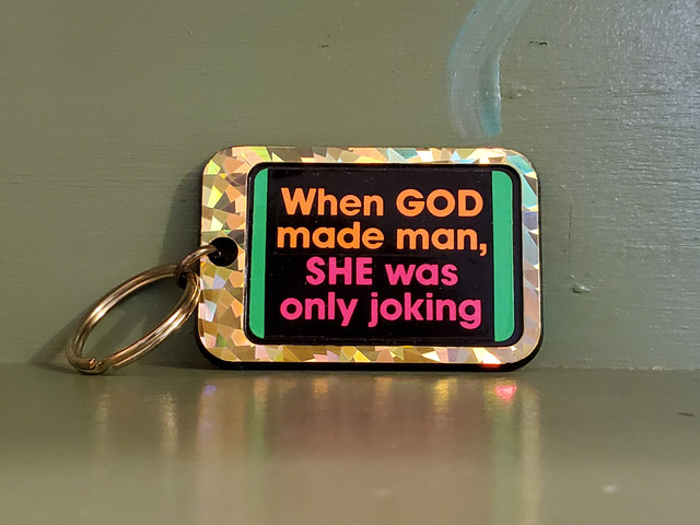 Vintage Funny God She Men Women keychain