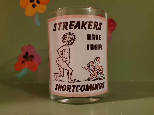 Vintage funny bar glass Streakers Shortcomings Penis