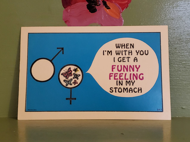 Vintage butterflies stomach Sex symbol funny postcard Vintage butterflies stomach Sex symbol funny postcard