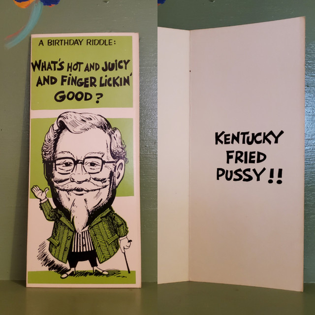 Vintage Funny Kentucky Fried Pussy Riddle greeting card