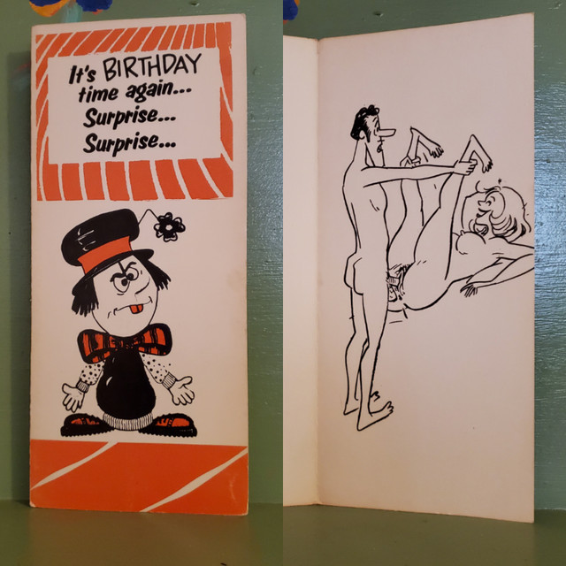 Vintage funny sex Birthday Surprise greeting card
