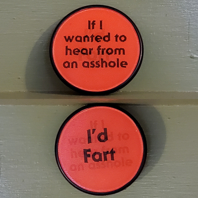 Vintage Hear From Asshole Fart lenticular pin button