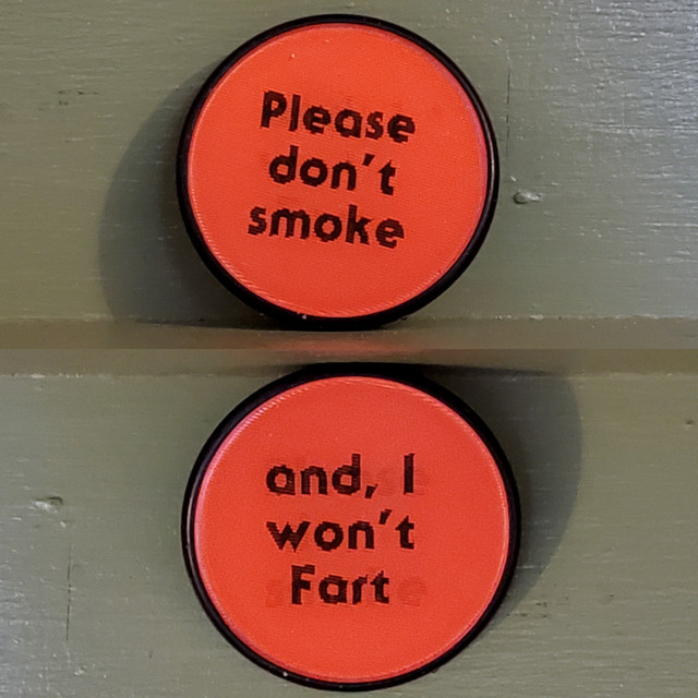 Vintage Please Don't Smoke Fart lenticular pin button