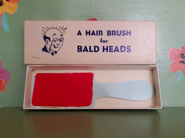 Vintage Bald Heads Hair Brush Lint gag box