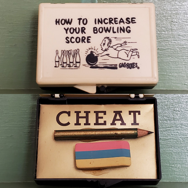 Vintage Bowling Score Cheat Eraser Pencil gag box