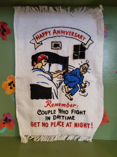 Vintage anniversary fight towel