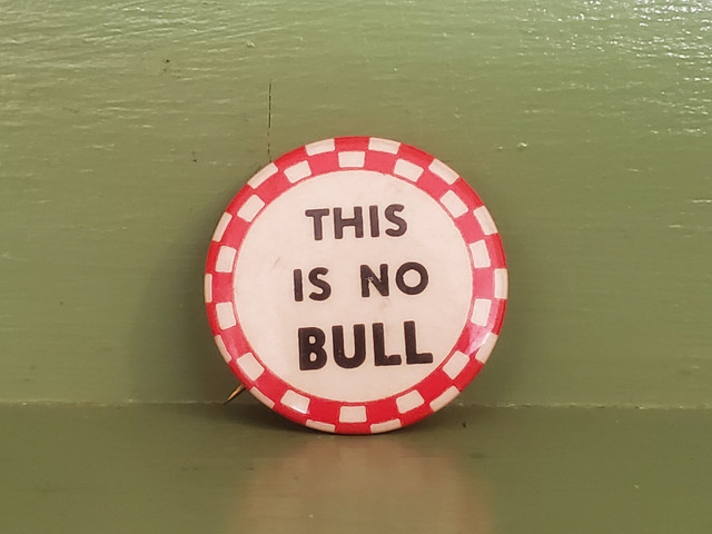 Vintage no bull Pinback button