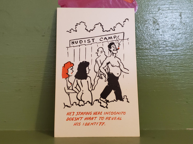 Vintage Nudist Camp Incognito business card