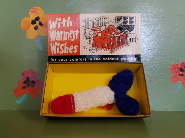 Vintage warm wishes penis sock