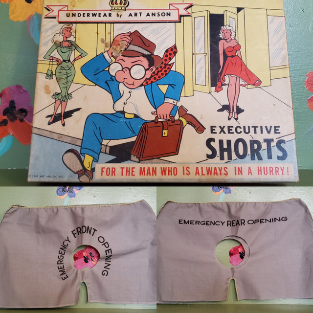 Vintage Executive Shorts Hole Underwear gag gift box