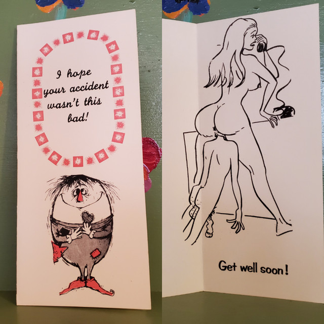 Vintage Head Up Ass Accident greeting card