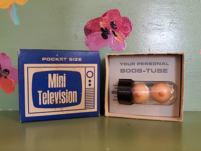 boob tube mini TV gag box