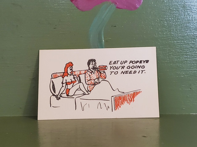 Popeye spinach sex business card