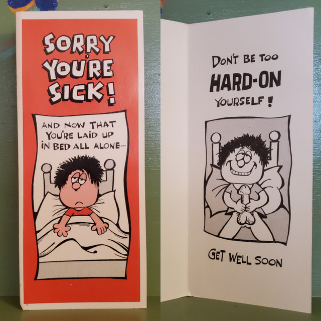 sick penis hard on greeting card
