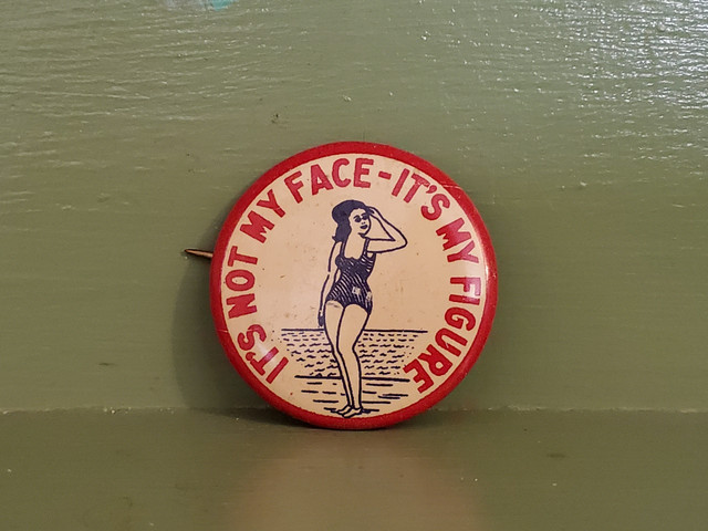 It's not my face it's my figure comic pin button