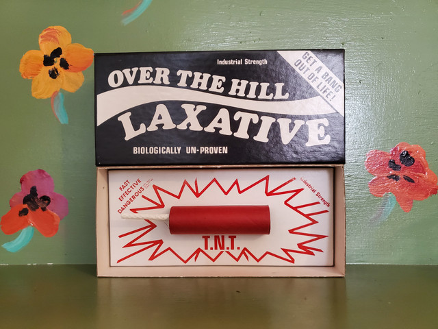 over the hill laxative dynamite gag box