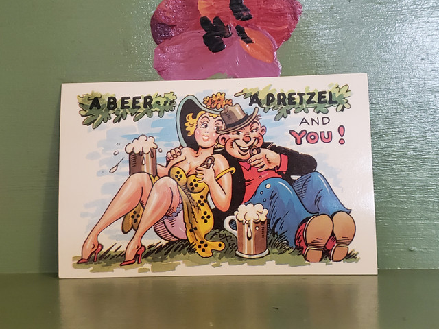 Beer Pretzel And You girl postcard
