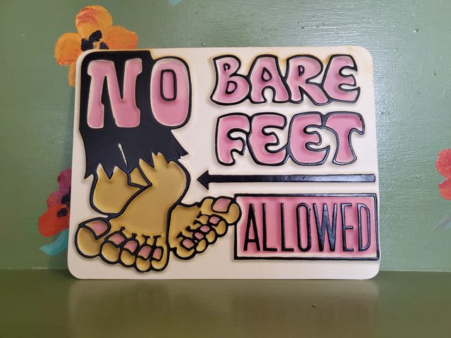 vacuform sign no bare feet allowed