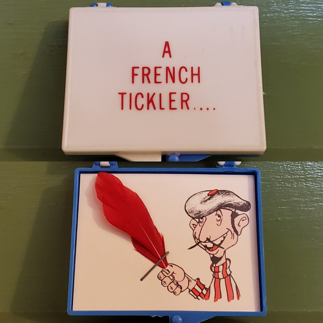 gag gift box feather french tickler feather