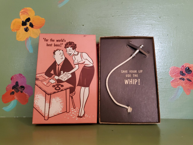 Vintage joke gag gift box best boss save lip use whip