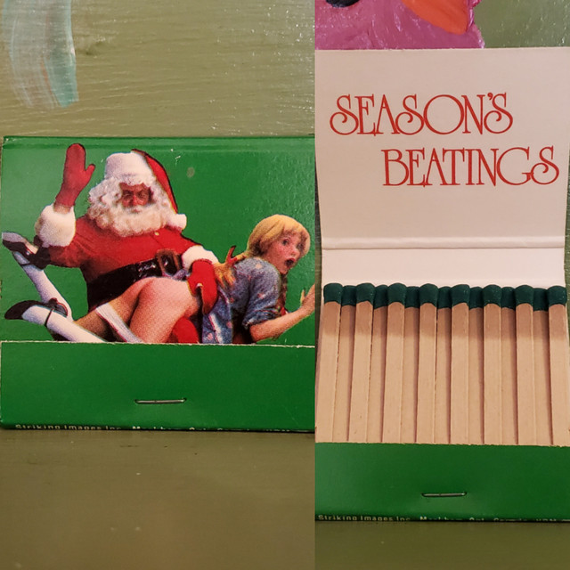 Santa Claus season's beatings spank matchbook