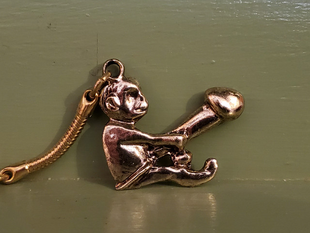 Vintage big penis monkey metal keychain