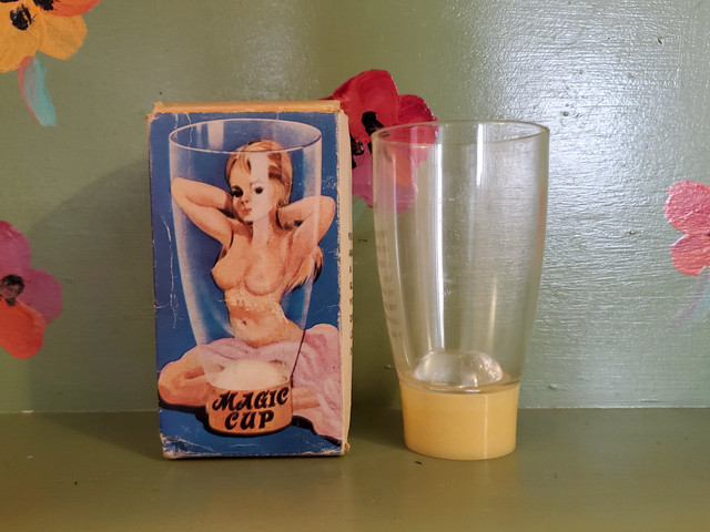 Vintage magic cup nude pinup image water novelty