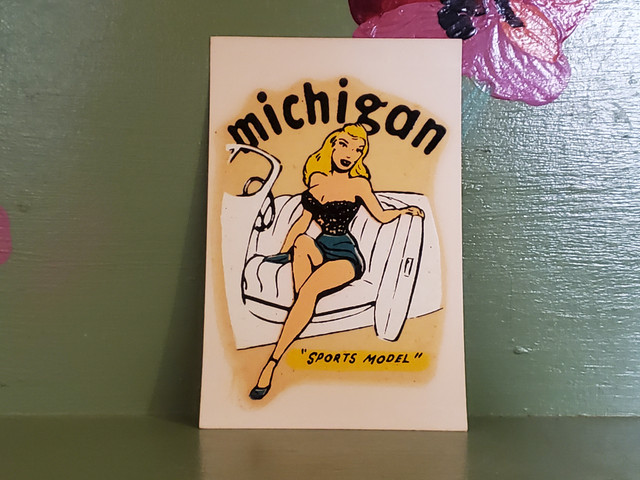 Vintage decal hot rod state pinup Michigan