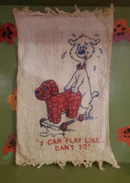 Vintage dog humping toy play towel