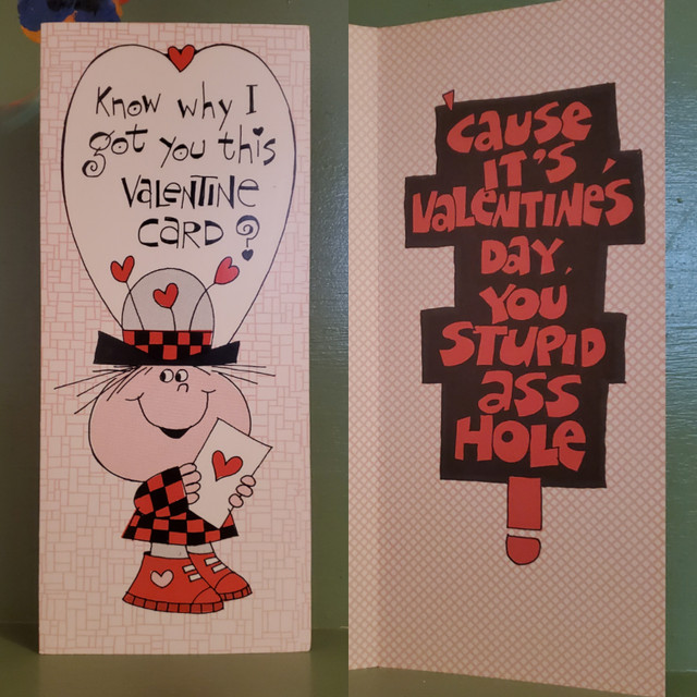 Vintage valentine greeting card stupid asshole