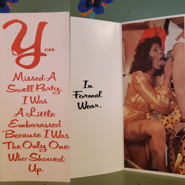 Vintage greeting card you missed a swell party blowjob